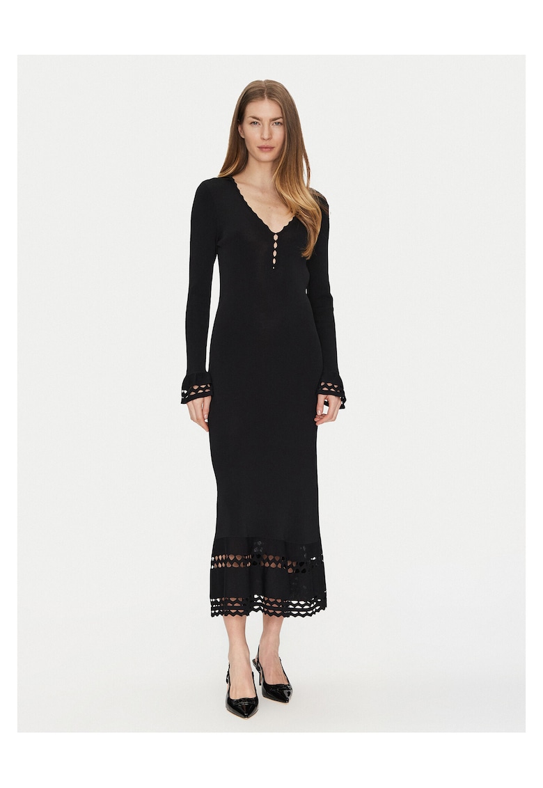 Rochie tricotata de dama negru - fabricata din material de calitate -
