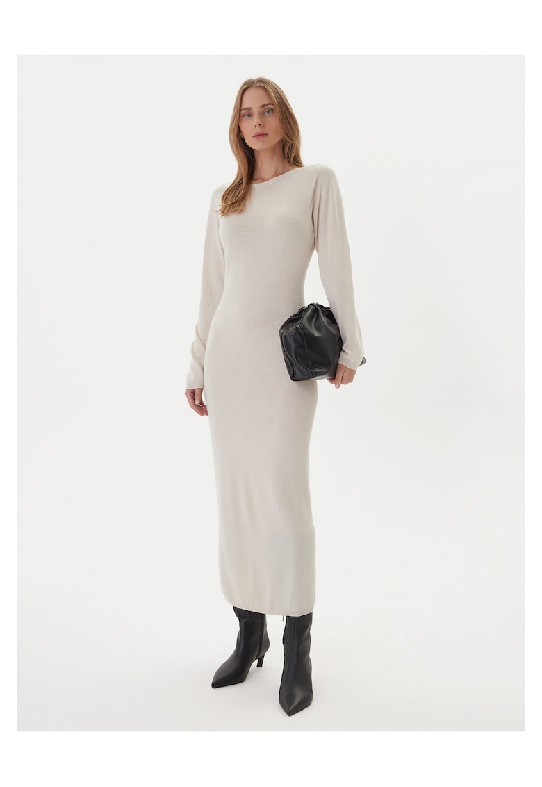 Rochie tricotata pentru femei - ecru -