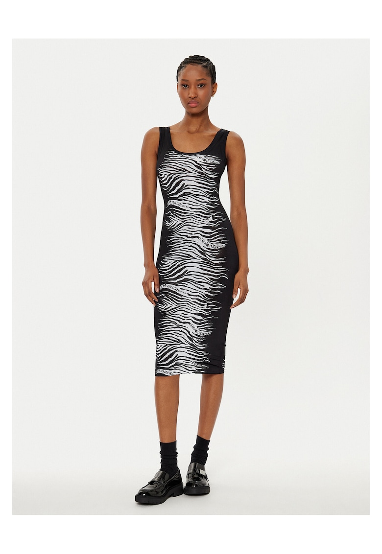Rochie casual dama negru/gri
