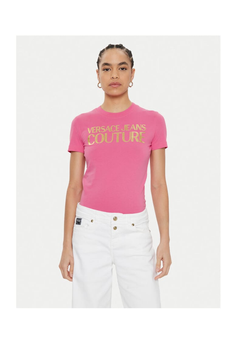 Versace Jeans Couture Tricou de dama roz - bumbac