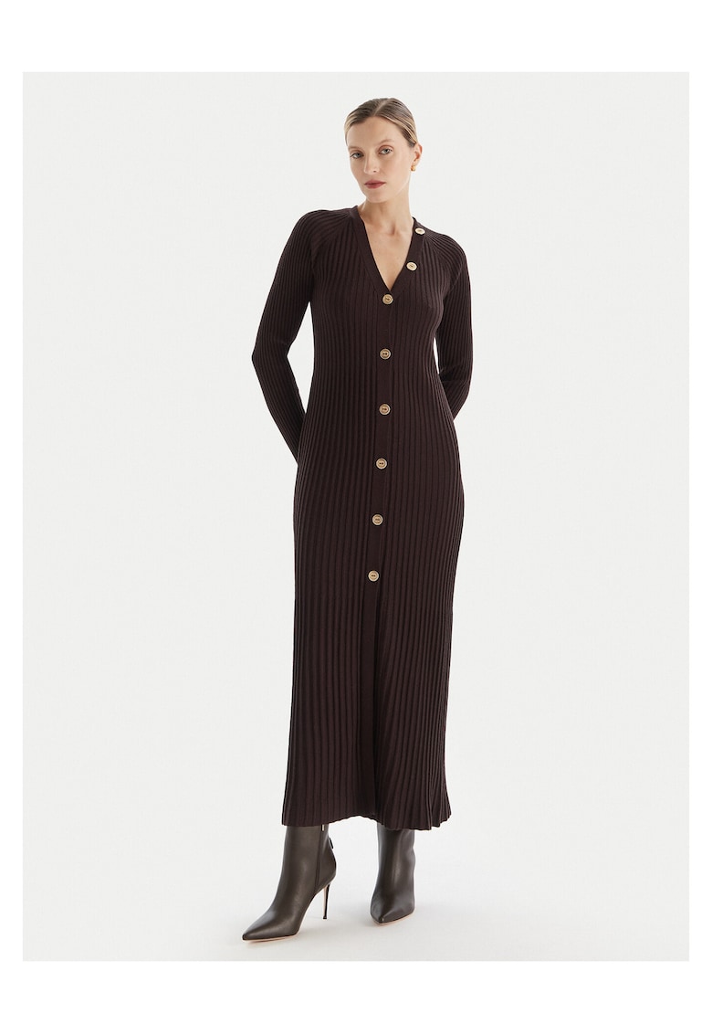 Rochie tricotata de dama - maro - fabricata din material de calitate