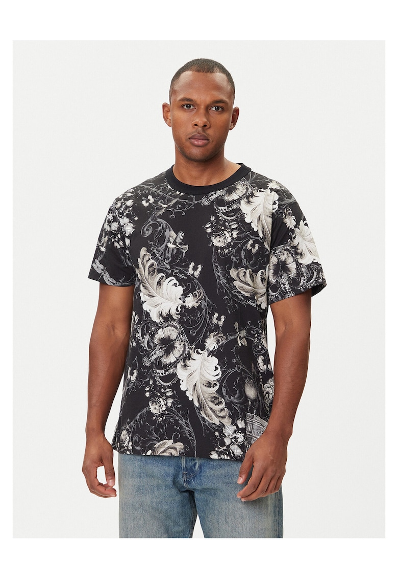 Tricou barbati negru/gri - bumbac