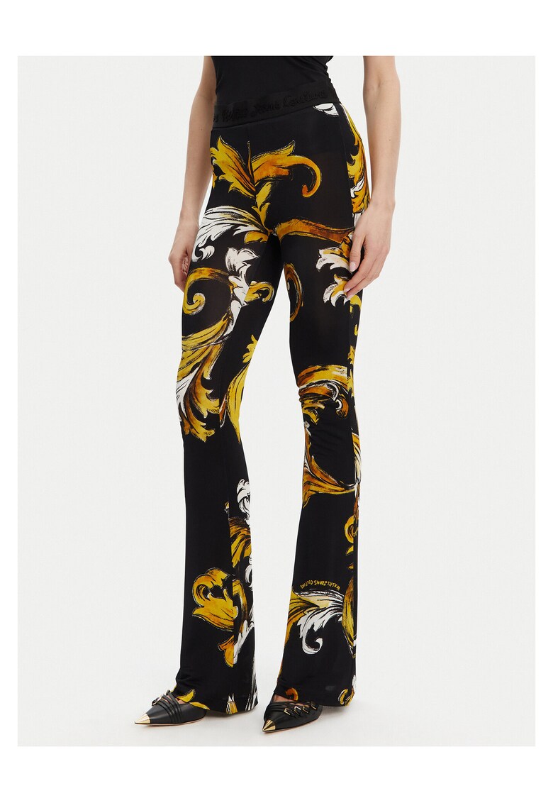 Pantaloni dama negru/galben - stofa -