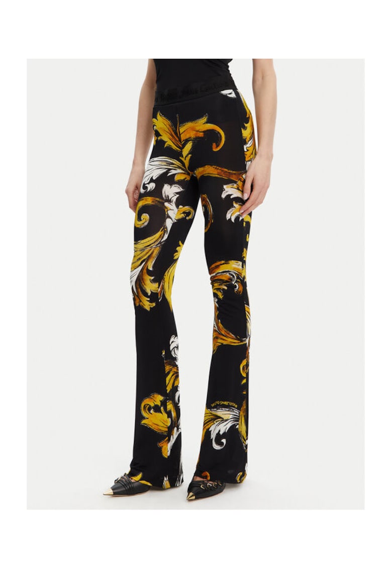 Pantaloni dama negru/galben - stofa -