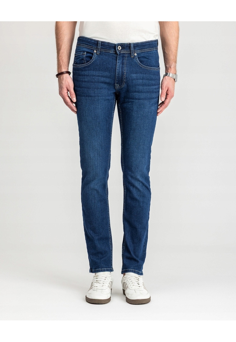 Marcus Blugi Barbati - Felix - Regular Fit - Talie Medie - 98% Bumbac - 2% Elastan - Fermoar - Lungi - 5 Buzunare - Albastru