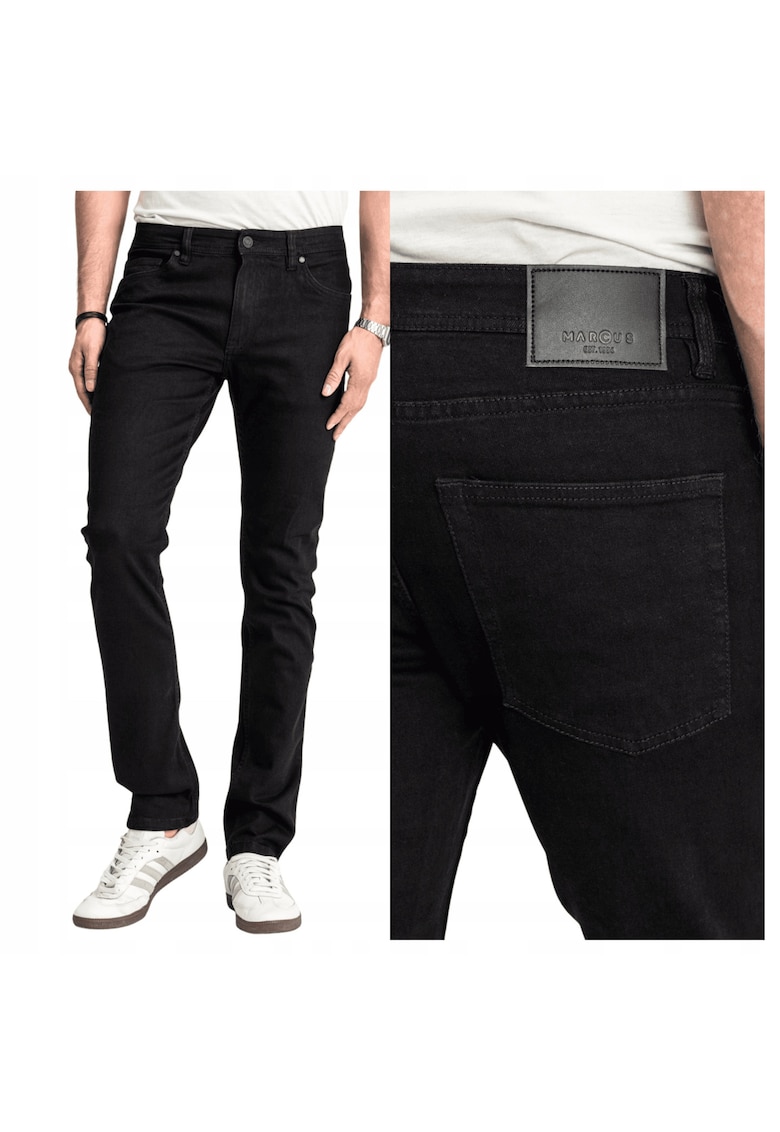 Blugi Barbati - Felix - Straight Fit - Talie Medie - 98% Bumbac - 2% Elaswqfdtan - Fermoar - Lungi - 5 Buzunare - Negru