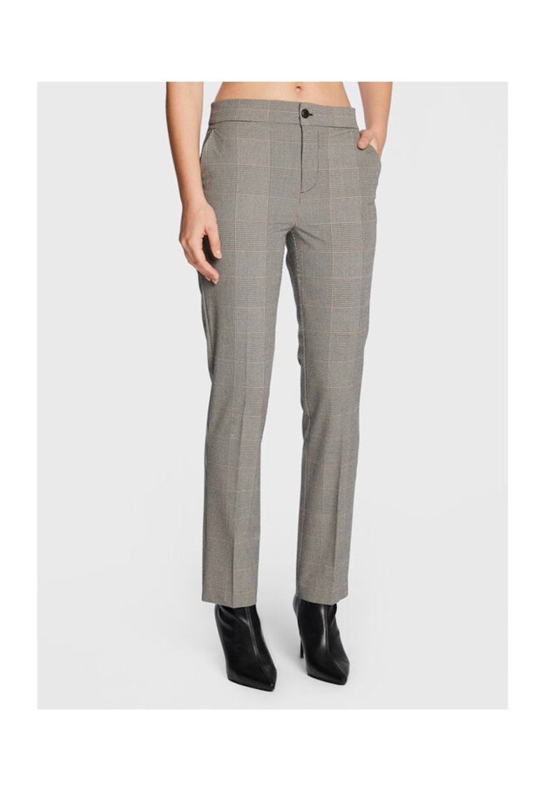 Pantaloni in carouri pentru dama - gri