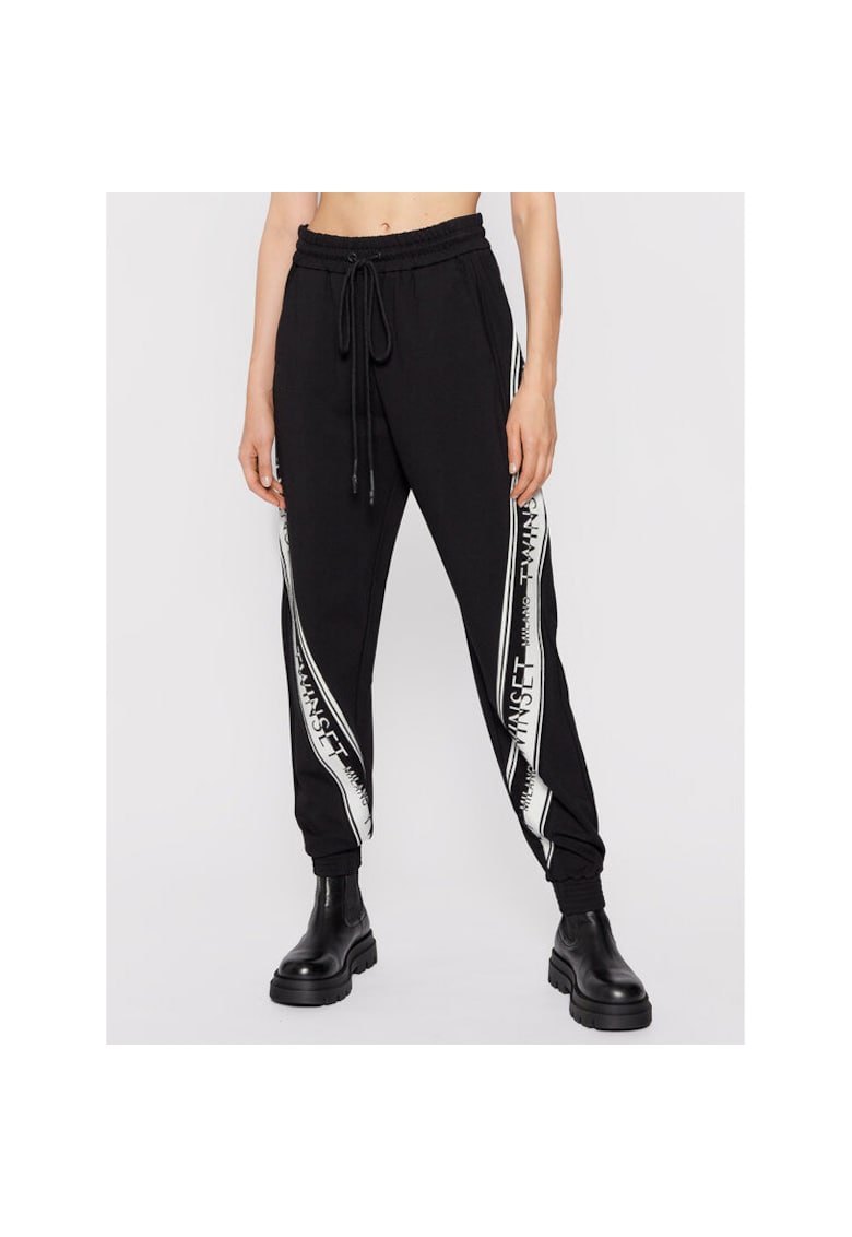 Twinset Pantaloni de trening dama negru/alb