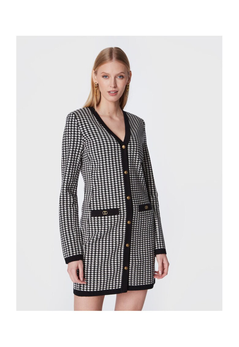 Rochie tricotata - alb-negru