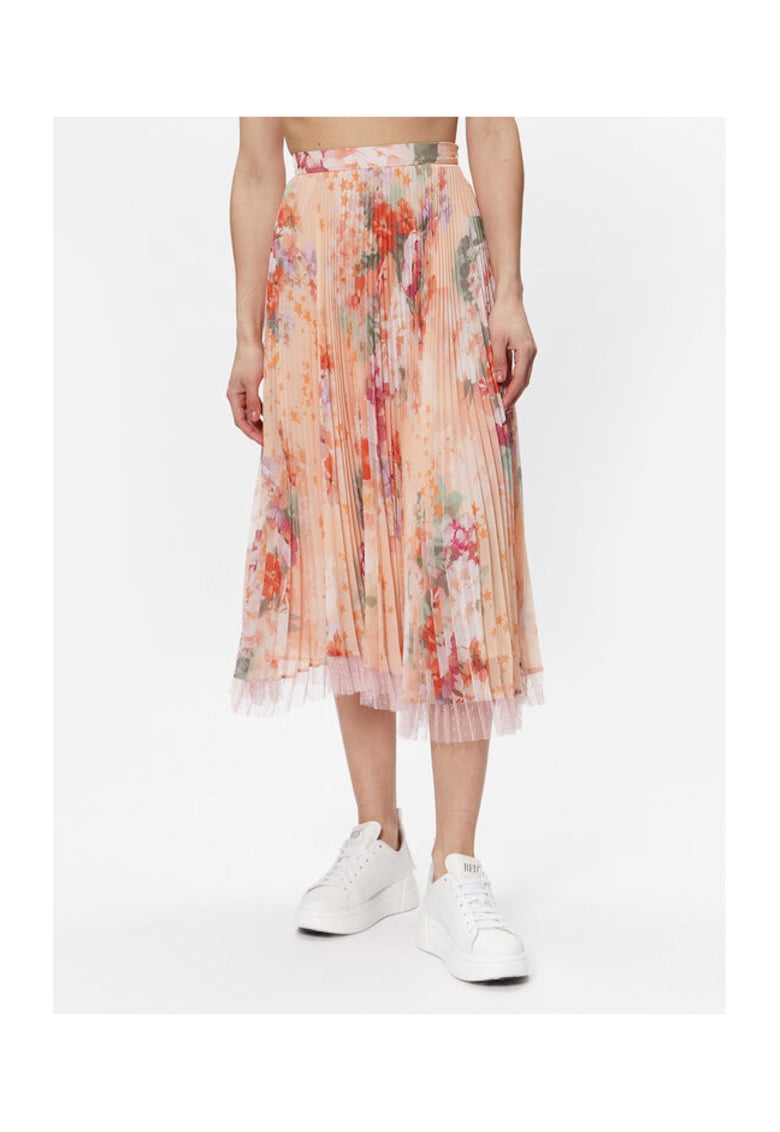 Twinset Fusta plisata de dama portocalie