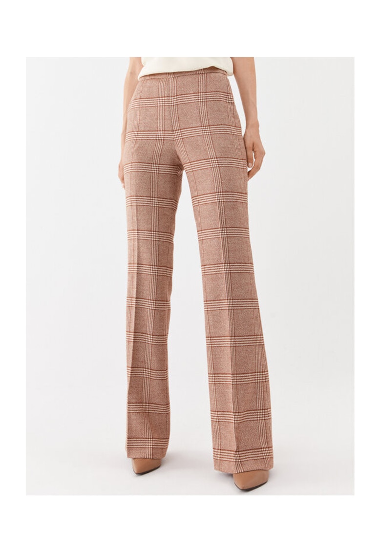 Pantaloni eleganti pentru dama - maro - model in carouri