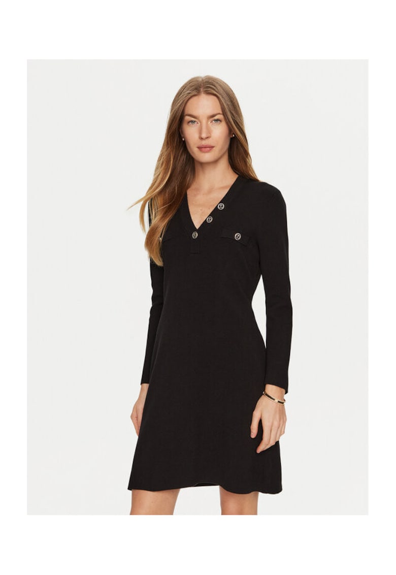 Rochie tricotata de dama negru - fabricata din material de calitate -