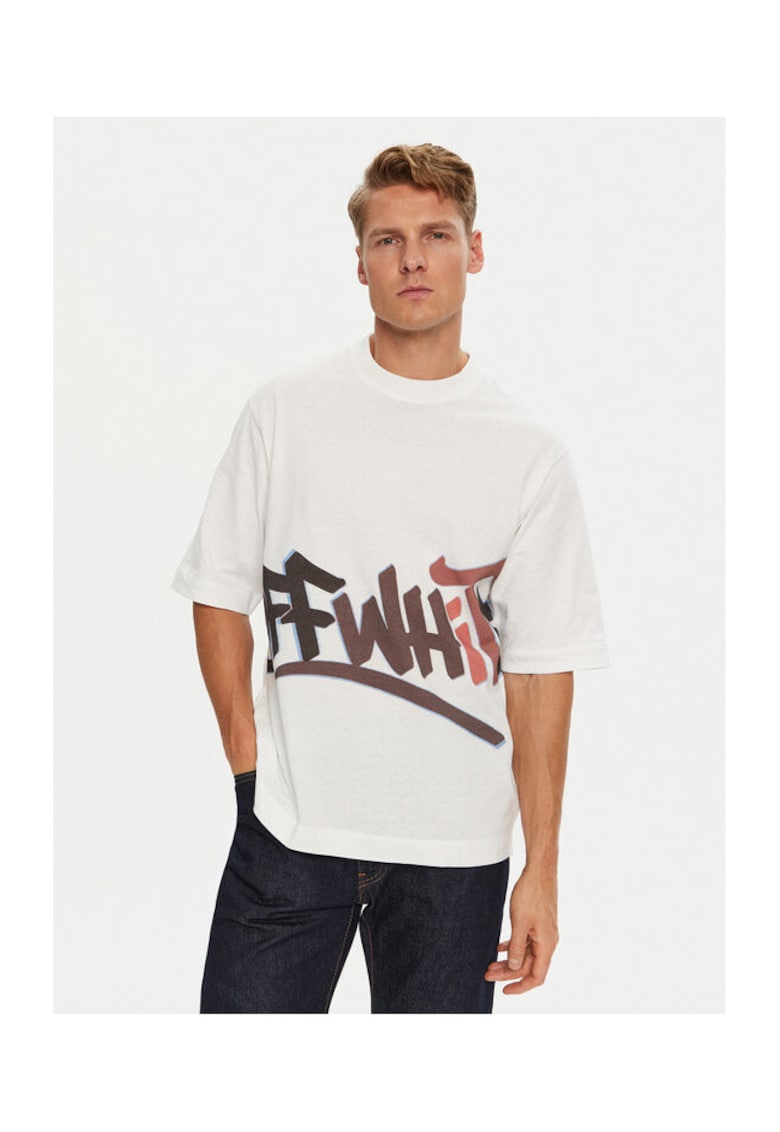 Off White Tricou barbat alb - bumbac -