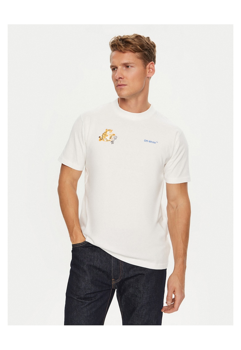 Tricou barbat alb - bumbac -