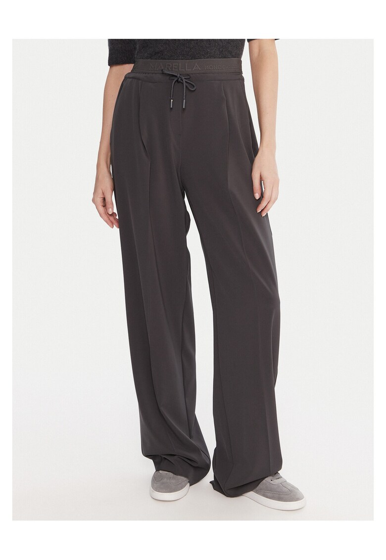 Pantaloni dama cu snur in talie - gri -