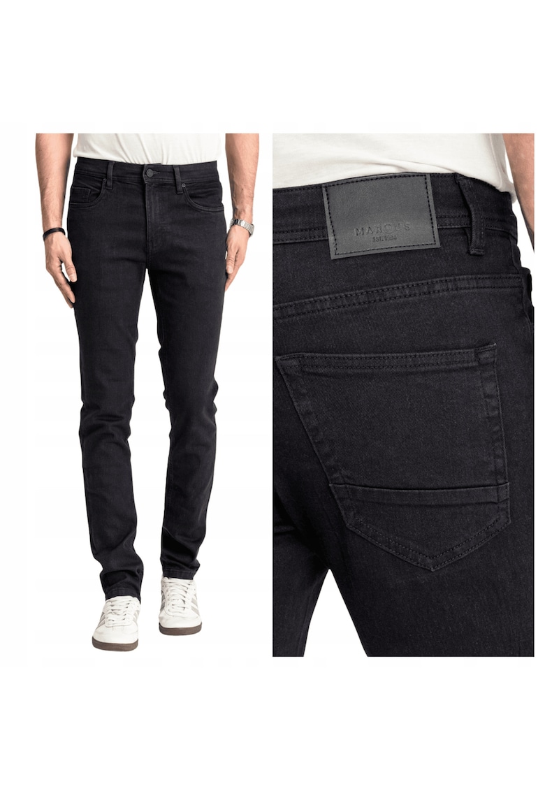 Blugi Barbati - Sebb - Loose Fit - Talie Inalta - 70% Bumbac - 30% Poliester - Fermoar - Lungi - 5 Buzunare - Negru