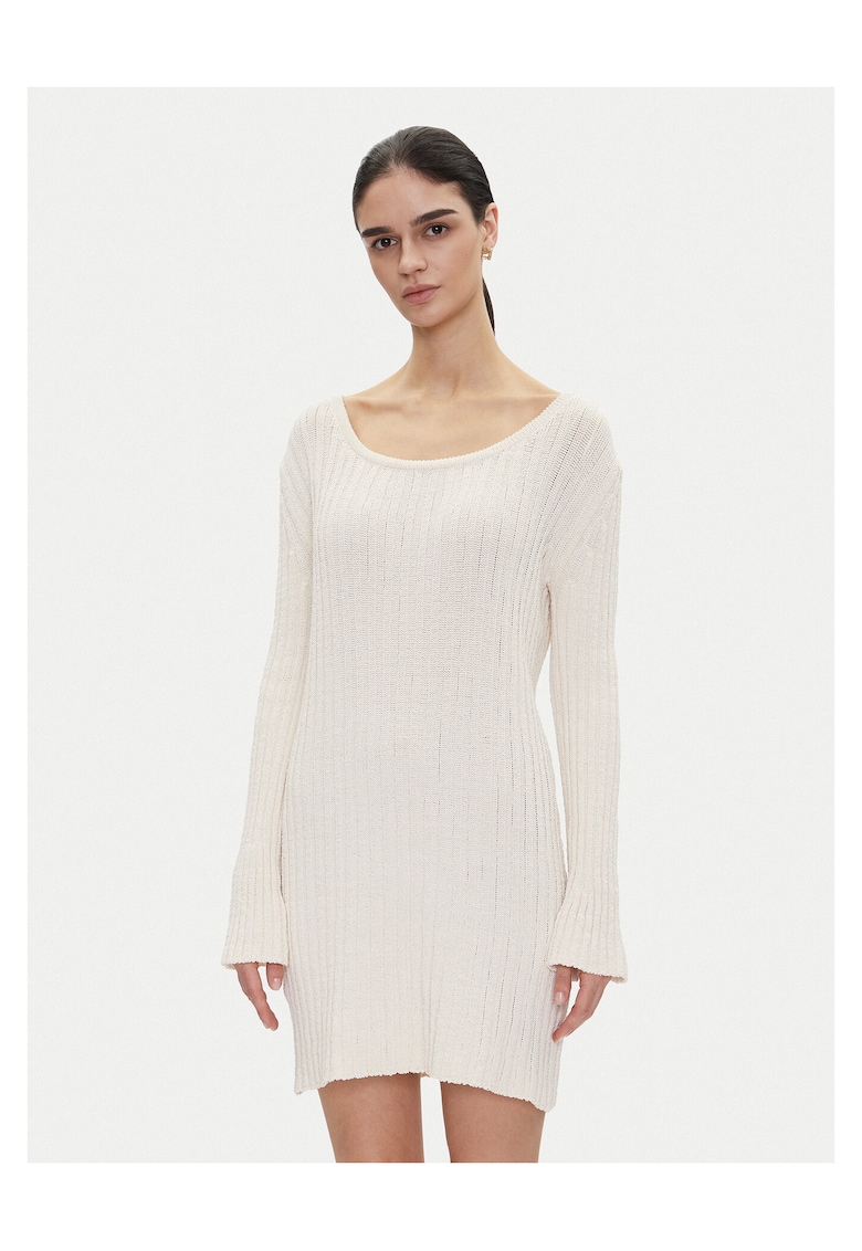 Rochie tricotata de dama ecru - fabricata din material de calitate
