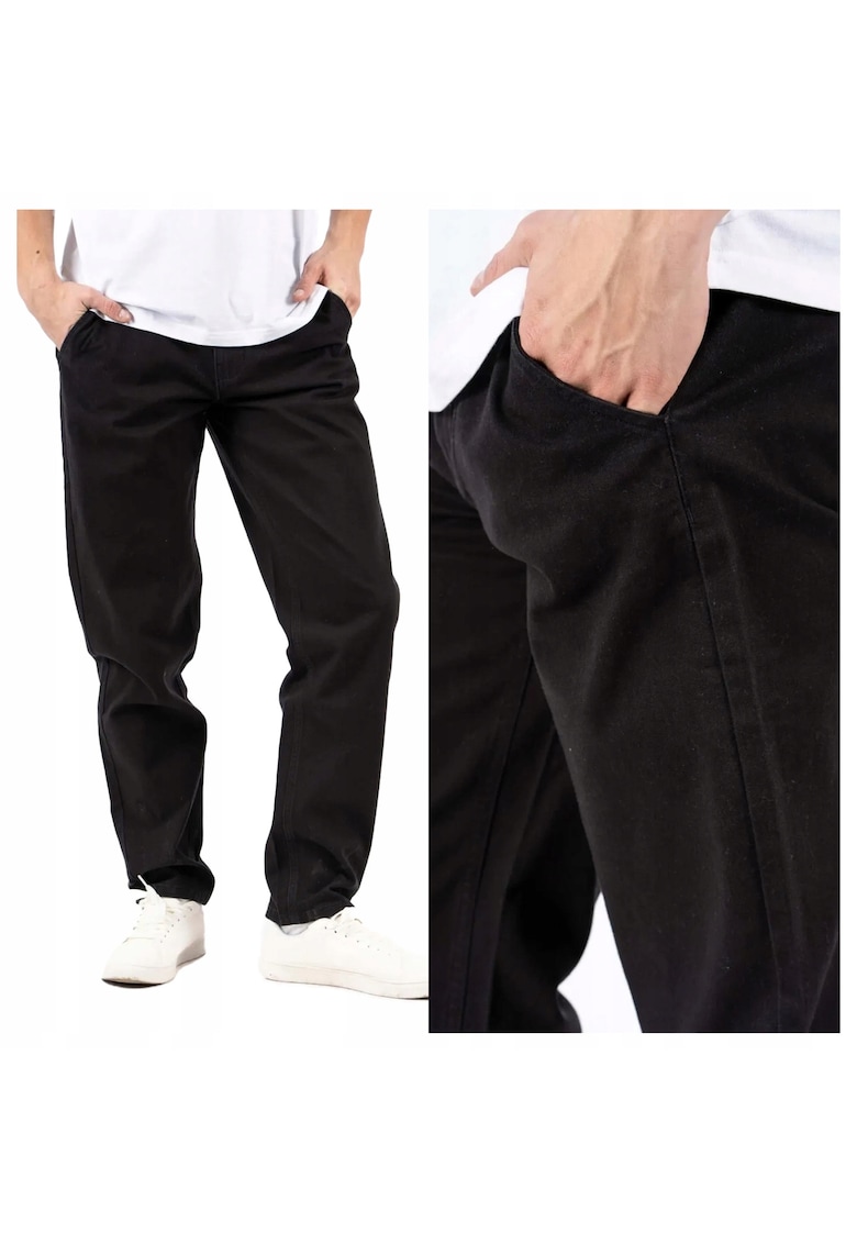 Pantaloni Barbati - Gerry Chino - Loose Fit - Talie Medie - Fermoar - Lungi - 5 Buzunare - Bumbac - W42 L32 - Negru