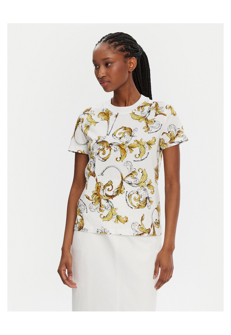 Tricou dama alb - bumbac cu model