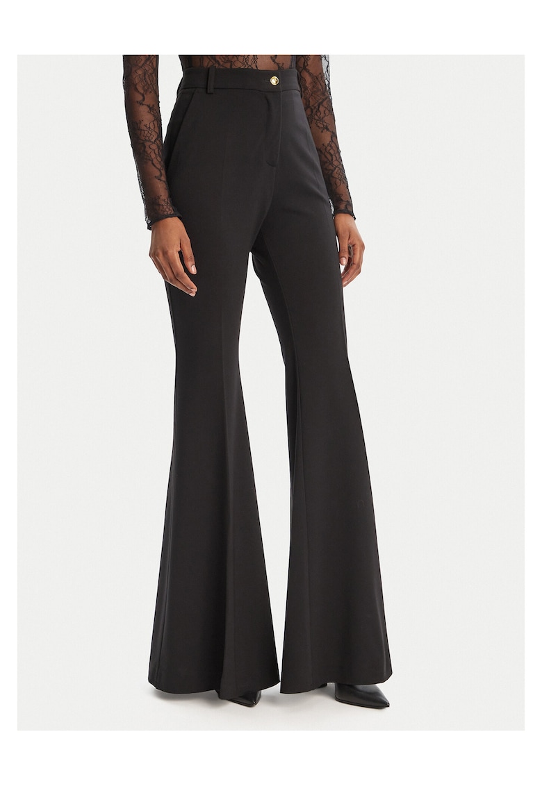 Pantaloni evazati pentru dama - negru - stofa