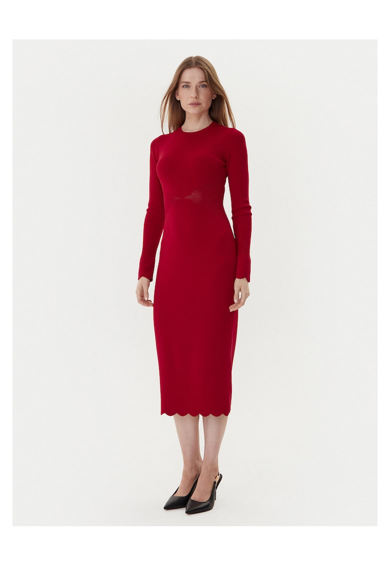 Rochie tricotata de dama rosie - fabricata din material de calitate