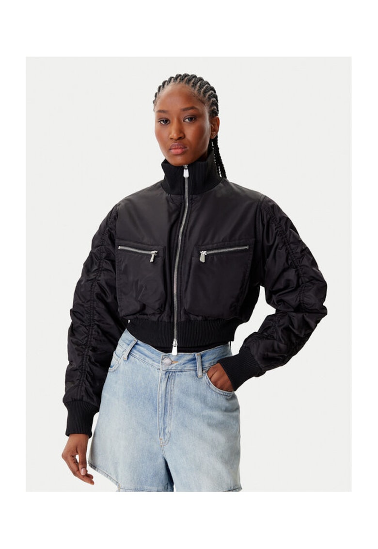 Geaca dama bomber - negru - textil