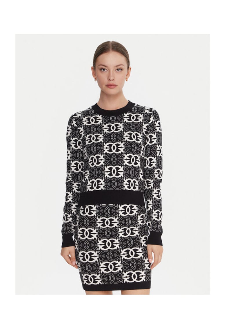 Pulover dama negru si alb - material de calitate
