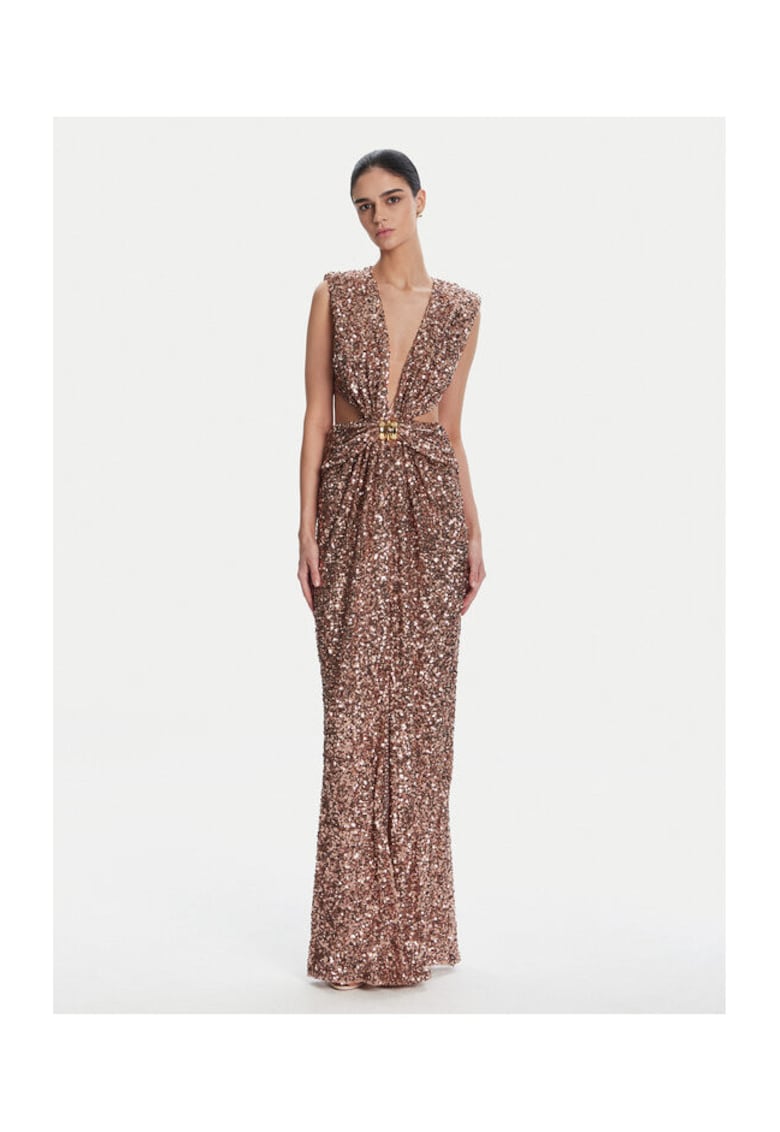 Rochie de seara de dama maro - auriu