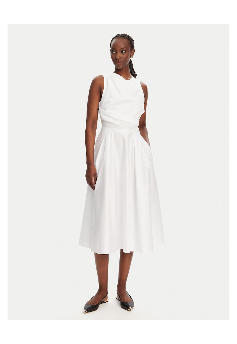 Rochie de cocktail bumbac - alb - fermoar -