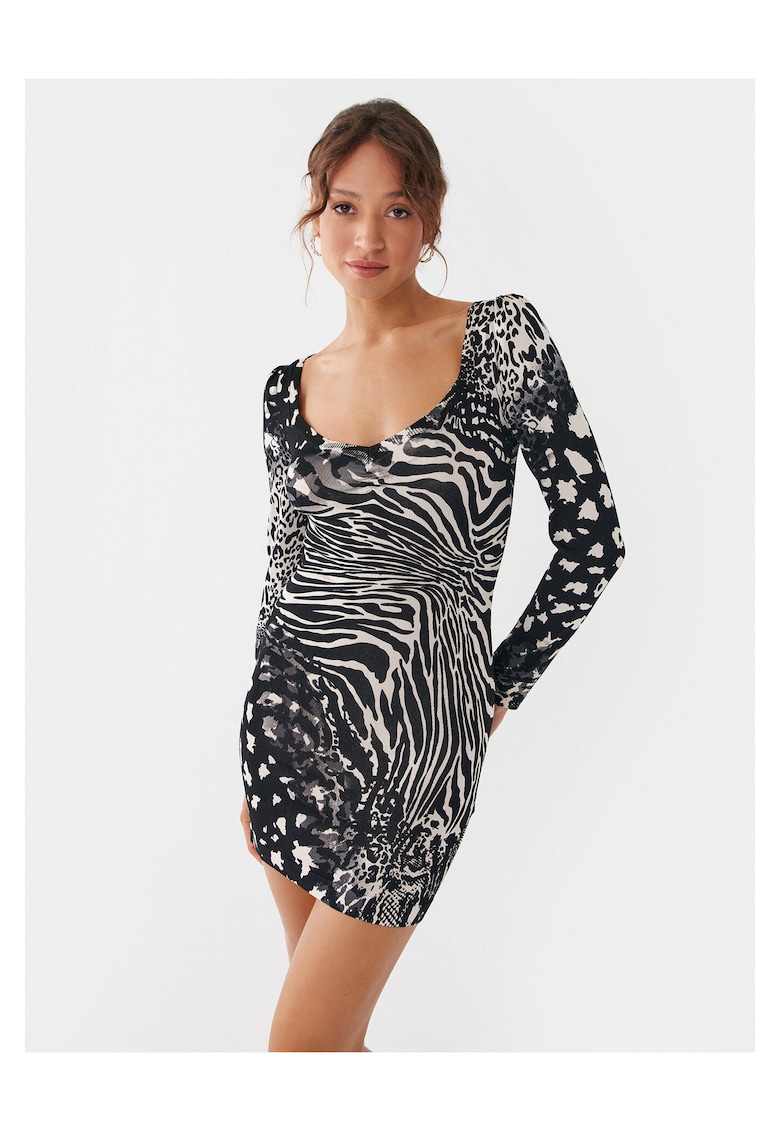 Rochie casual dama negru - alb