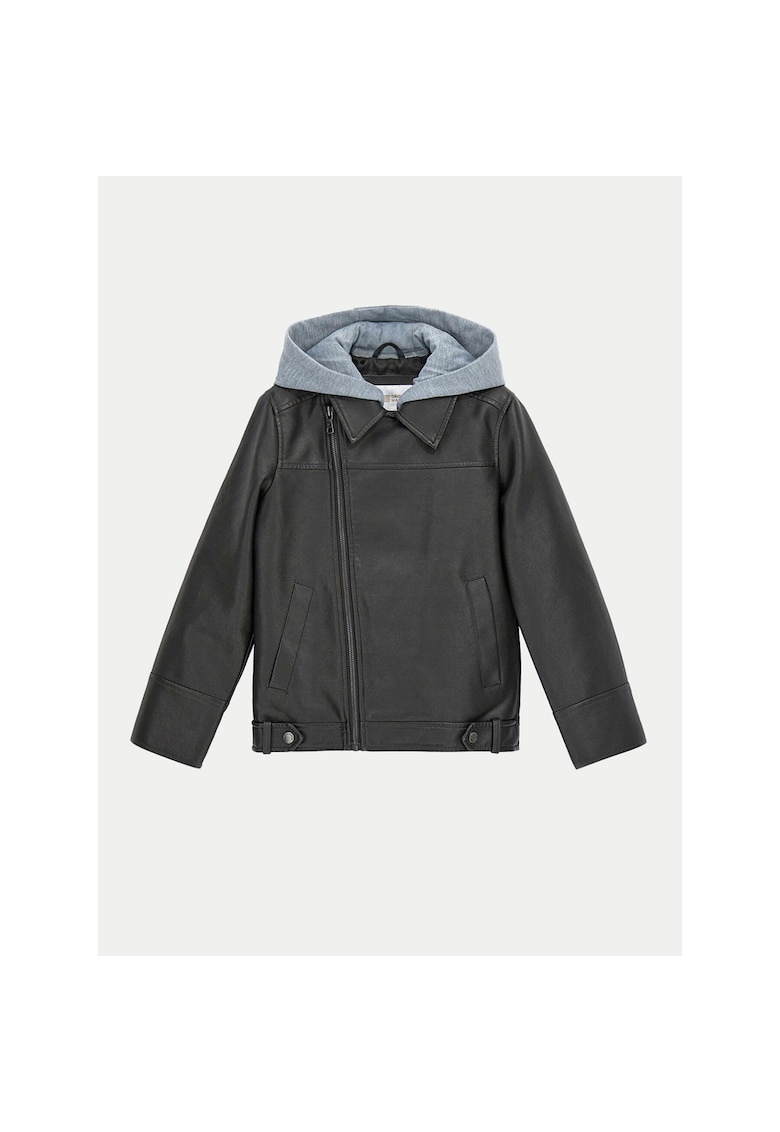 Geaca baieti - imitatie de piele - neagra