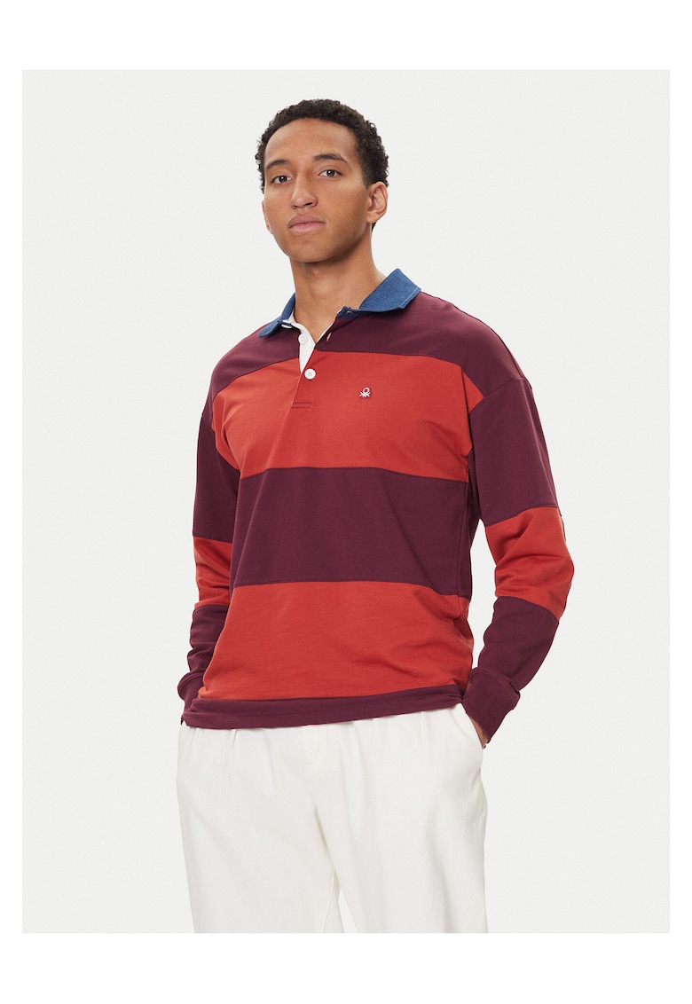 Polo barbati colorat - rosu - bumbac