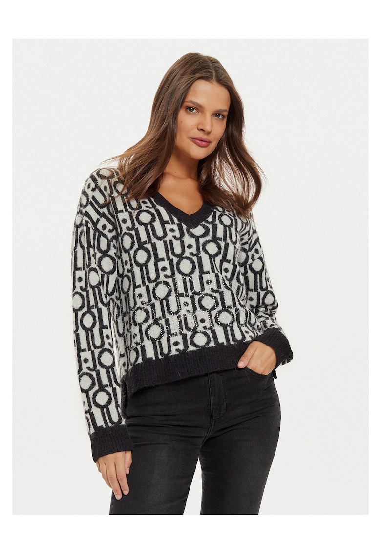 Pulover dama negru - alb - moale