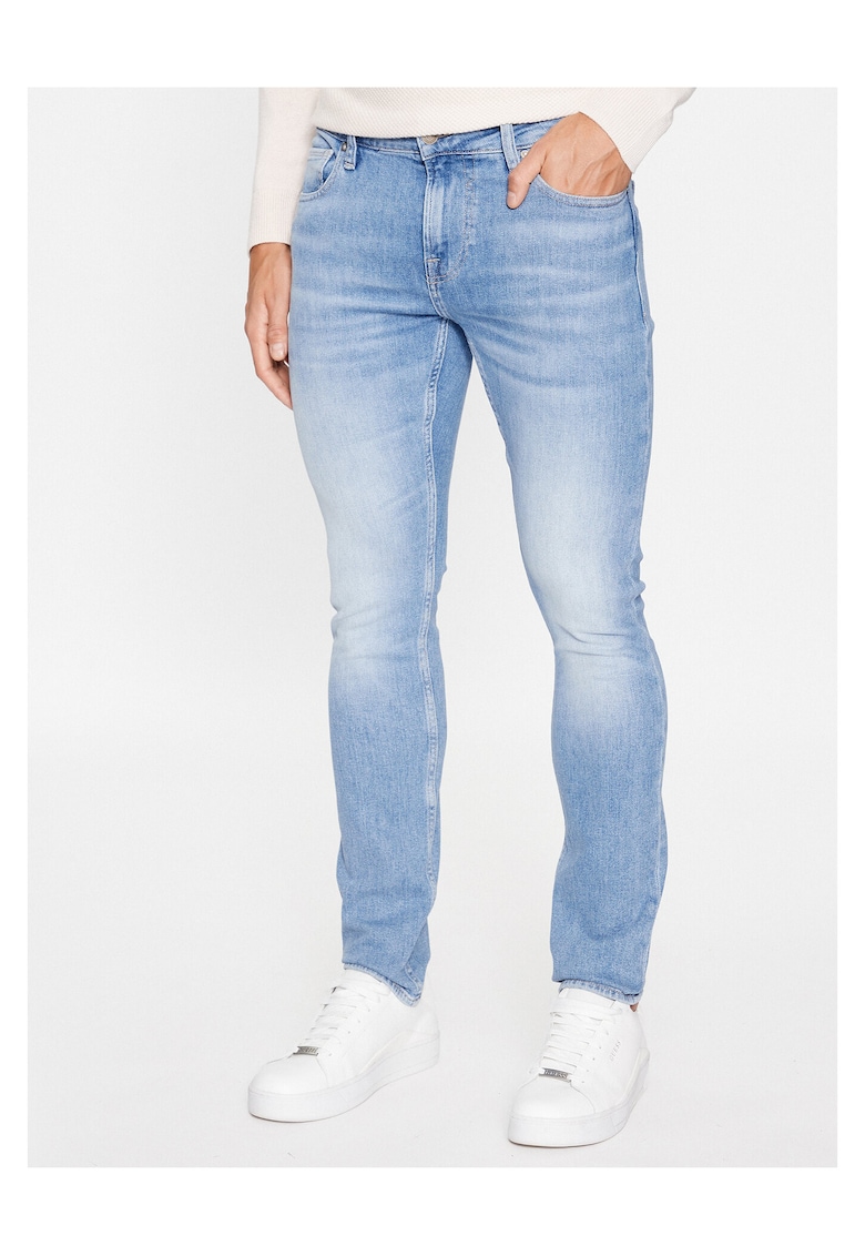 Blugi barbati - bumbac - fermoar - 49875 - Albastru