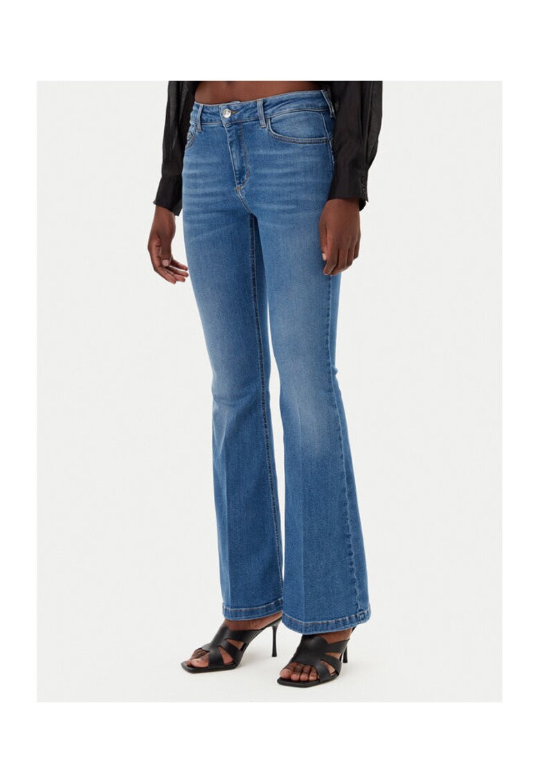 Blugi dama model flared-fit bootcut - cu talie inalta - albastru -