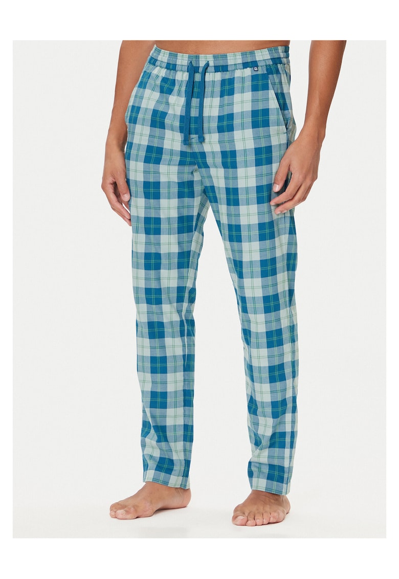 Pantaloni de pijama barbati - carouri - albastru - bumbac -