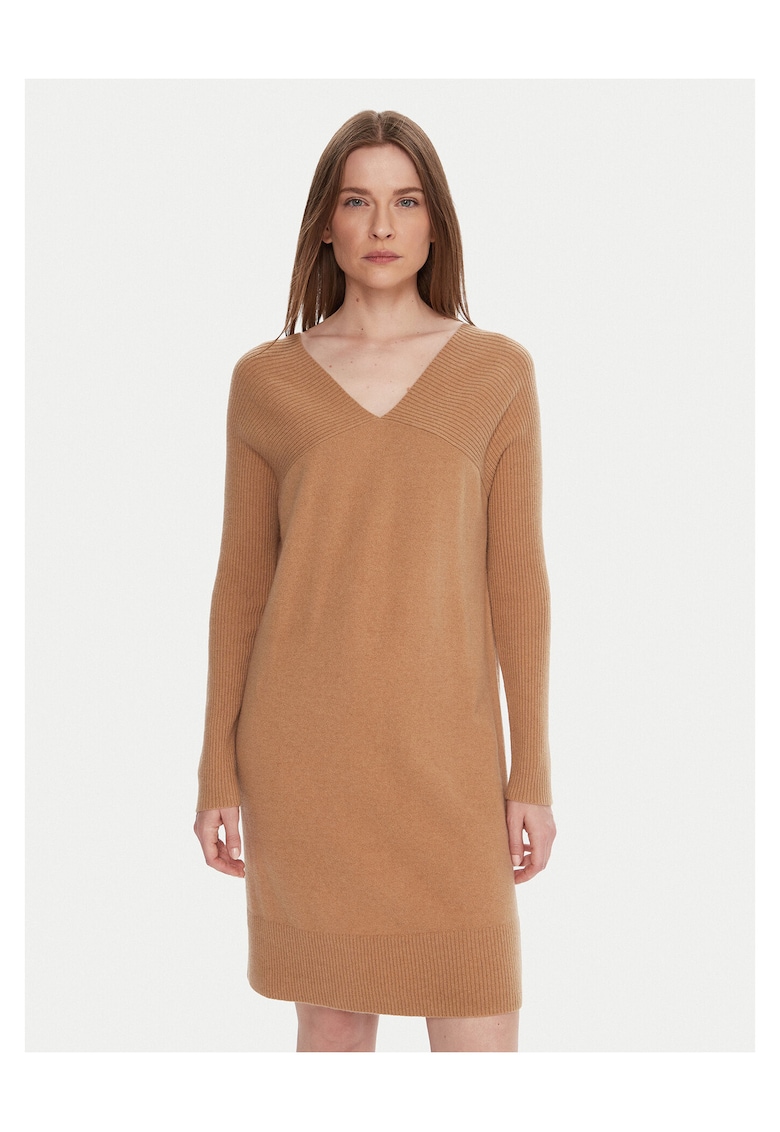 Rochie tricotata de dama maro - fabrica tricotata
