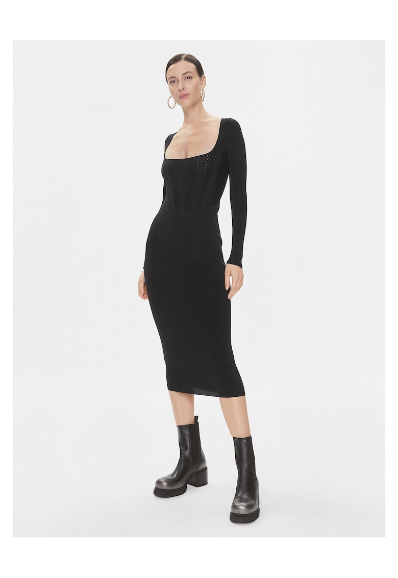 Rochie tricotata de dama negru - fabricata din material de calitate -