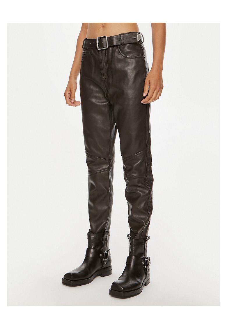 Pantaloni eleganti pentru dama maro - piele