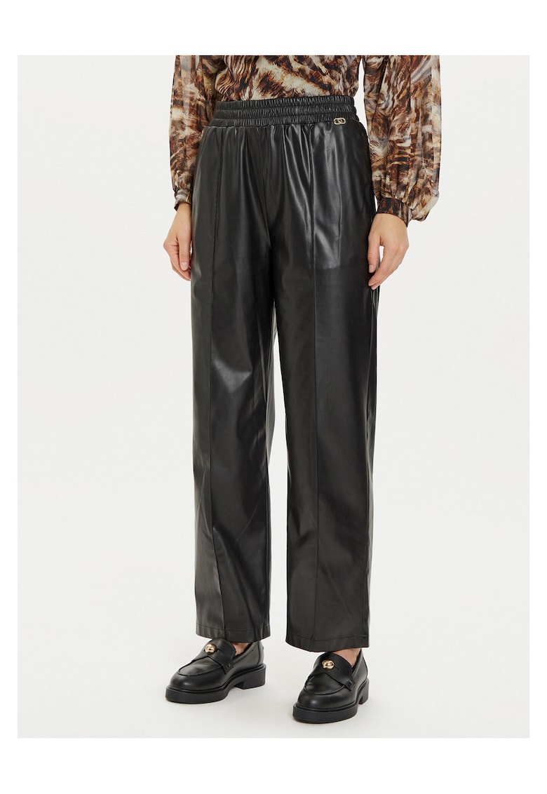 Pantaloni largi pentru dama piele - negru