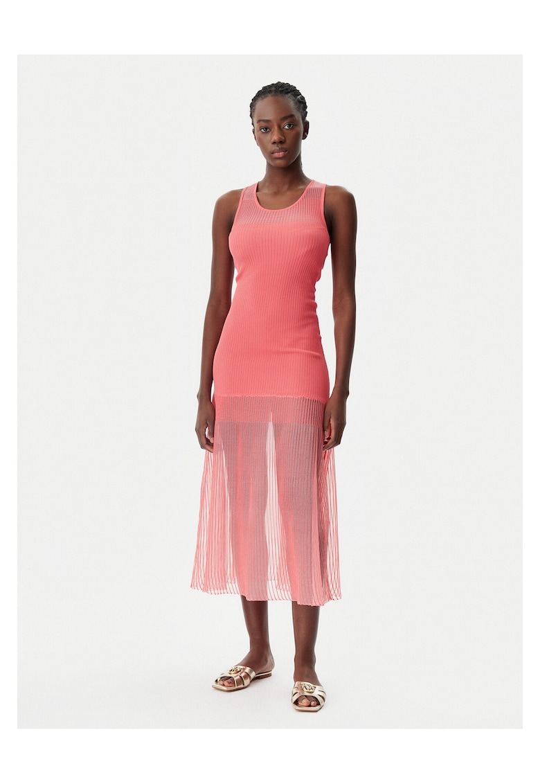 Rochie tricotata de dama corai - fabricata din material de calitate