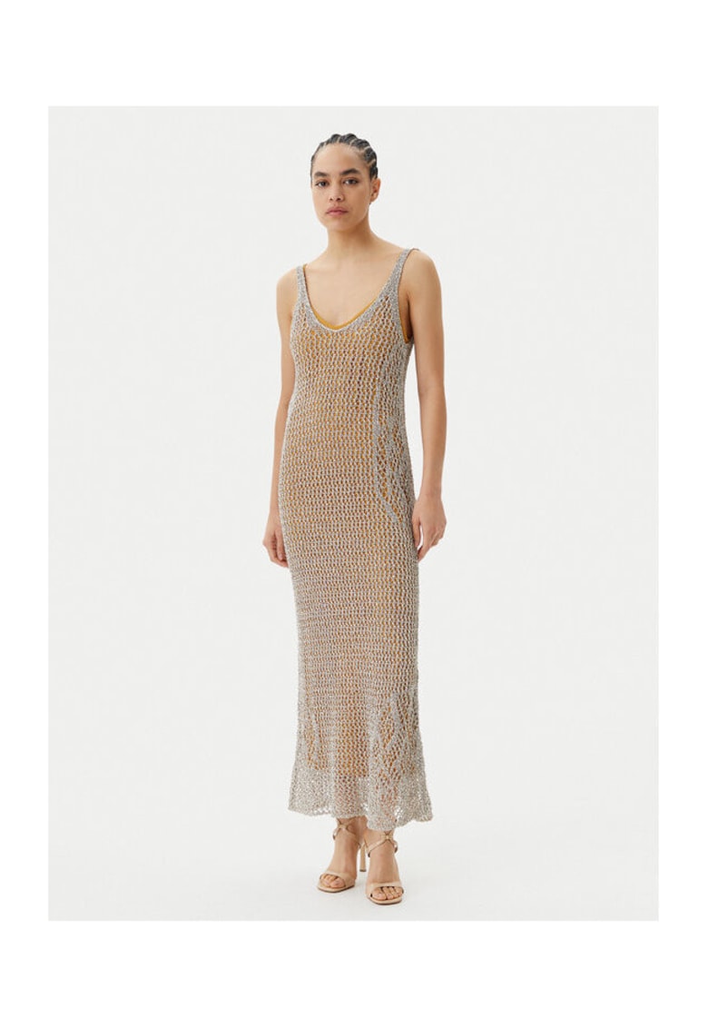 Rochie tricotata - de dama bej - fabricata din material de calitate
