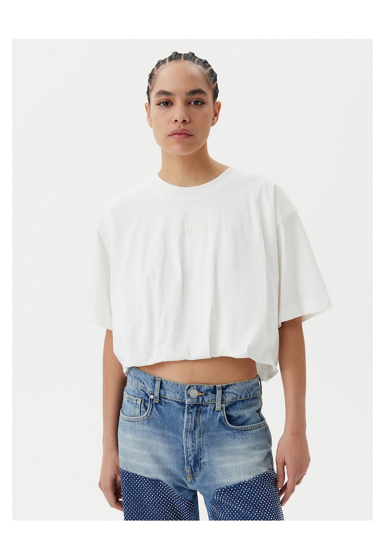 Tricou dama alb - scurt