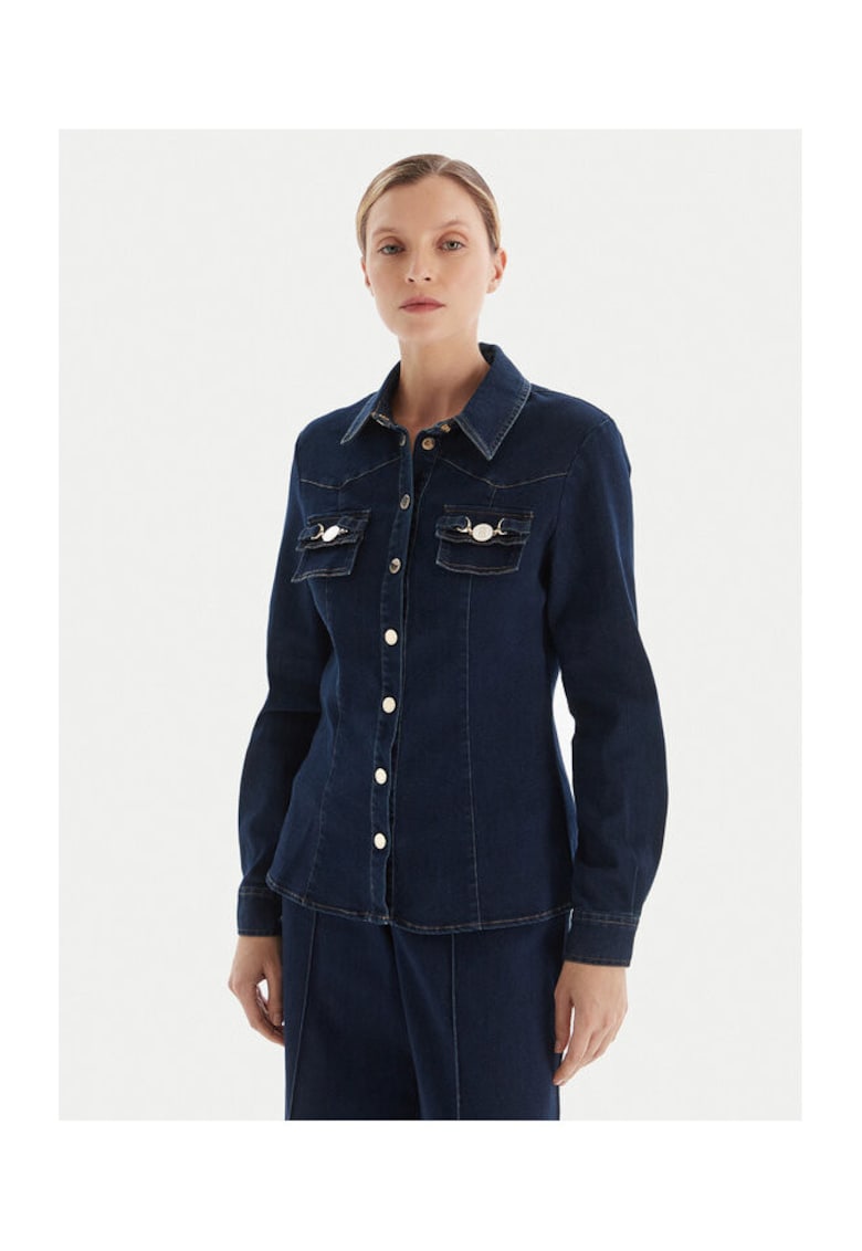 Camasa din denim pentru femei bleumarin