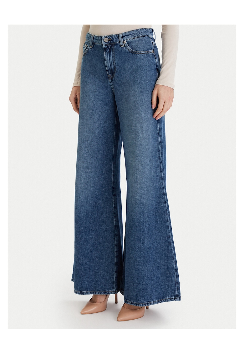 Blugi pentru femei - evazati - cu talie inalta - albastri