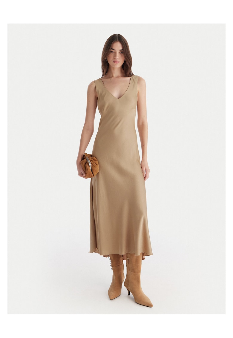 Rochie de cocktail dama bej - fabrica usoara
