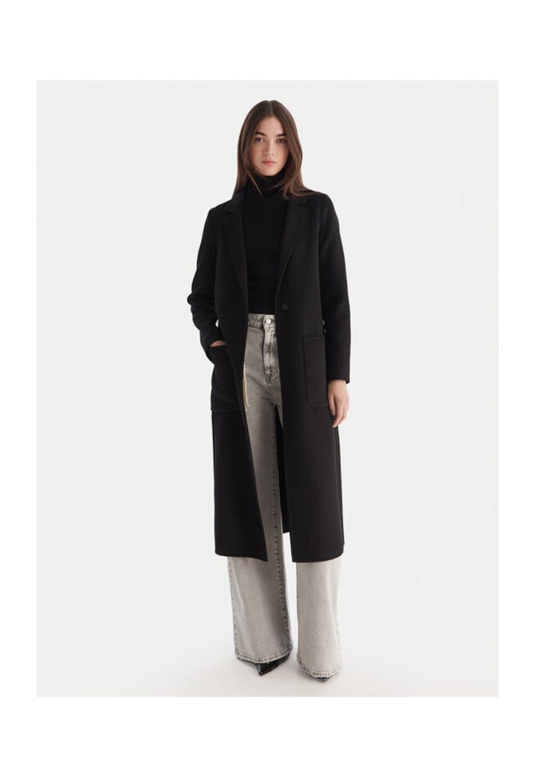 Palton dama negru - material lana