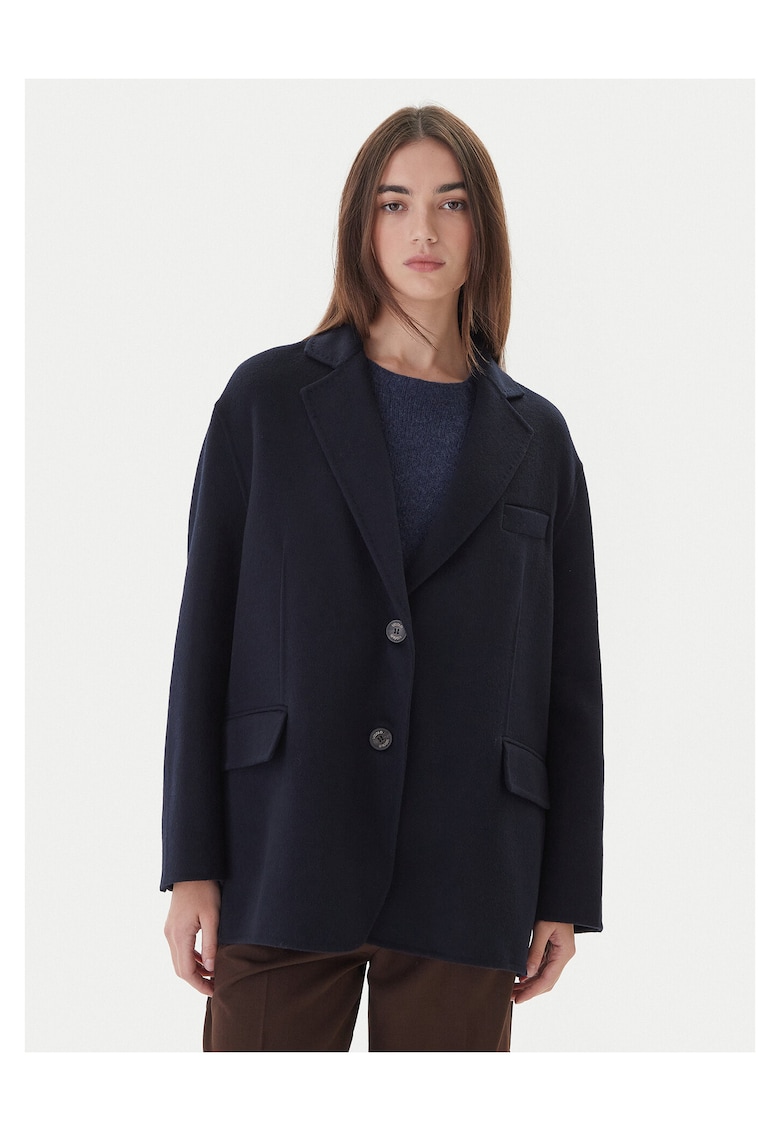 Palton scurt dama bleumarin - lana