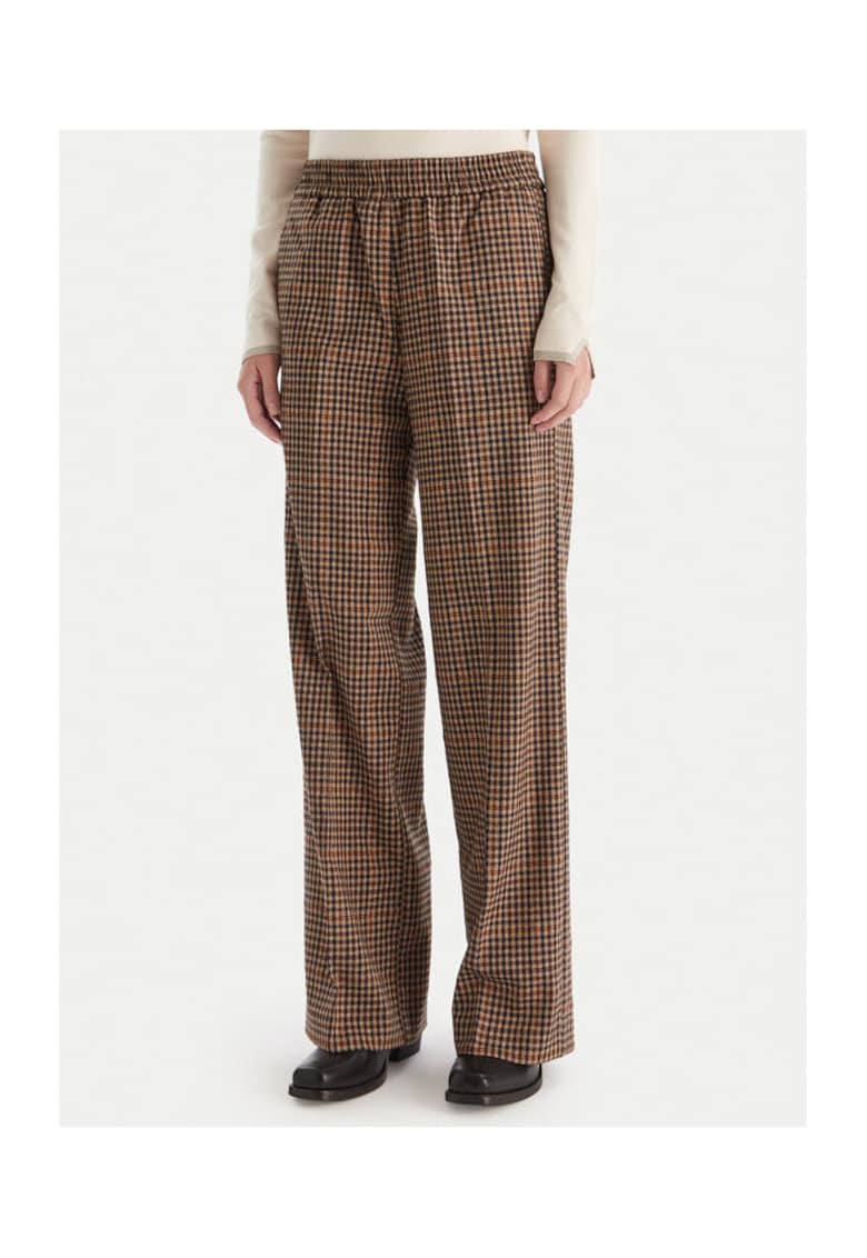 Pantaloni in carouri pentru dama maro