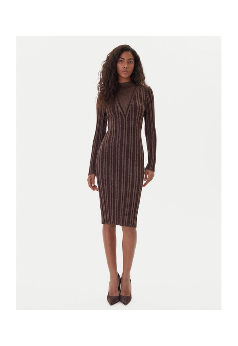 Rochie tricotata de dama maro - fabricata din material de calitate